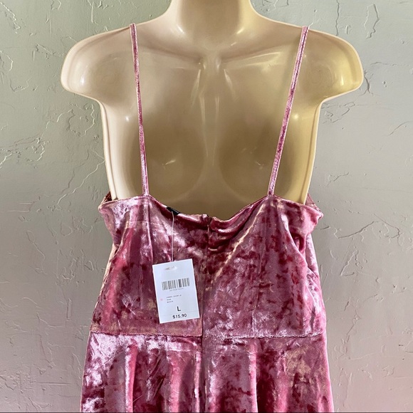 Forever 21 Crushed Velvet Rose Pink Mini Dress L - Picture 4 of 6